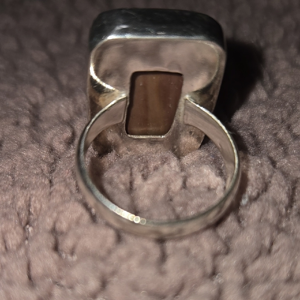 Brown Rectangular Stone Ring - image 5